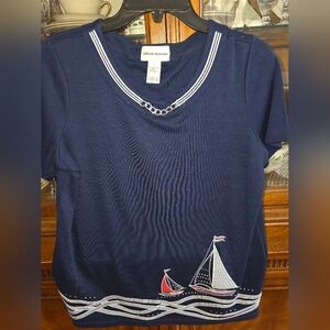 Navy Blue Nautical Themed Top